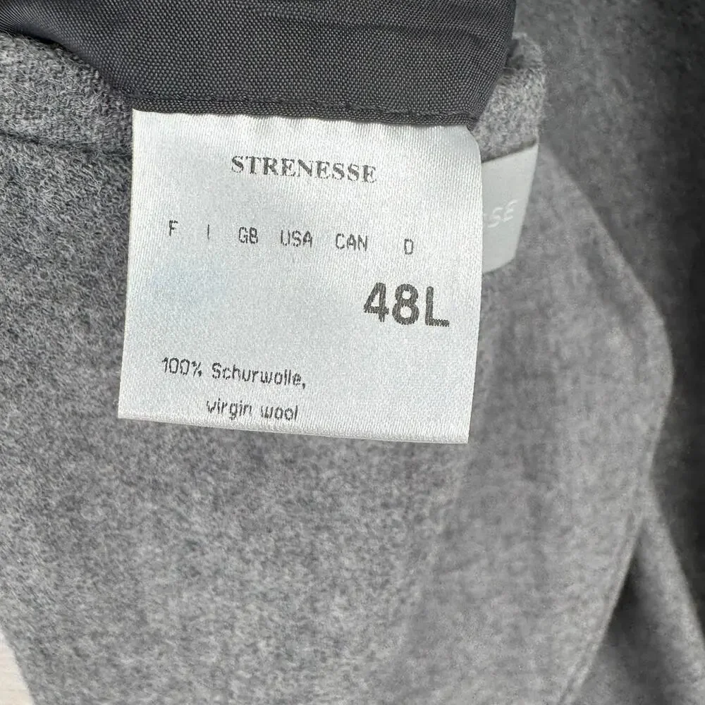Stenesse Virgin‎ Wool Blazer Jacket Mens 48L Gray Long Sleeve 2 Button $800 MSRP
